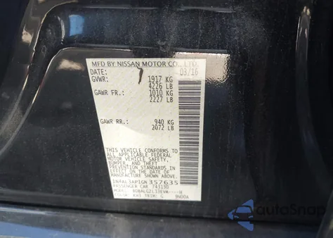 2016 Nissan Altima 2.5 S from USA, damaged, VIN 1N4AL3AP1GN357635